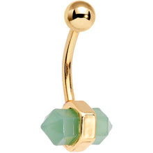 Load image into Gallery viewer, Gold Tone Green Gem Groovy Stone Hippie Navel Ring
