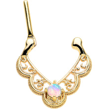 Load image into Gallery viewer, 16G 5/16 White Synth Opal Gold Tone Lacy Love Cartilage Clicker
