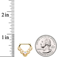 Load image into Gallery viewer, 16G 5/16 White Synth Opal Gold Tone Lacy Love Cartilage Clicker
