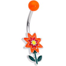 将图片加载到图库查看器，Red Orange Fanciful Flower Belly Ring
