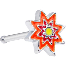 Load image into Gallery viewer, 20G 1/4 Red Orange Fanciful Flower Nose Bone
