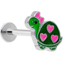 Load image into Gallery viewer, 16G 5/16 Pink Green Hearts Bow Pretty Turtle Labret Monroe Tragus
