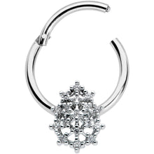 Load image into Gallery viewer, 16G 3/8 Clear CZ Gem Nubbly Textured Drop Hinged Segment Ring
