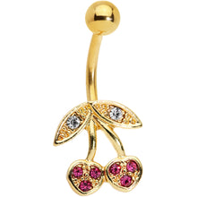 Load image into Gallery viewer, Clear Purple Gem Gold Tone Very Cherry Belly Ring

