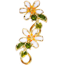 Load image into Gallery viewer, 16G 1/4 Green Gem Gold Tone Daisy Flower Cartilage Tragus Earring
