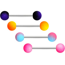 将图片加载到图库查看器，Red Pink Orange Black Ombre Soft Finish Barbell Tongue Ring Set of 4
