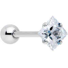 将图片加载到图库查看器，Clear CZ Gem Rhombus Top Barbell Tongue Ring
