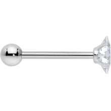将图片加载到图库查看器，Clear CZ Gem Rhombus Top Barbell Tongue Ring
