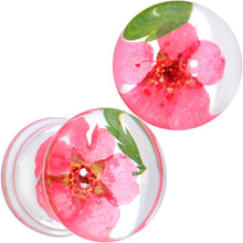 Load image into Gallery viewer, Clear Acrylic Color Pressed Flower Double Flare Plug Set

