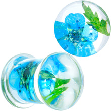 将图片加载到图库查看器，Clear Acrylic Color Pressed Flowers Double Flare Plug Set
