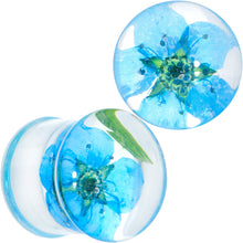 将图片加载到图库查看器，Clear Acrylic Color Pressed Flowers Double Flare Plug Set

