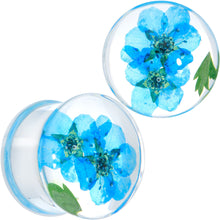 将图片加载到图库查看器，Clear Acrylic Color Pressed Flowers Double Flare Plug Set
