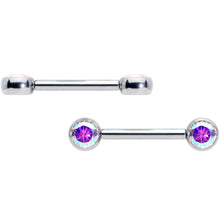 将图片加载到图库查看器，14G 1/2 Aurora CZ Gem G23 Titanium Threadless Nipple Ring Set
