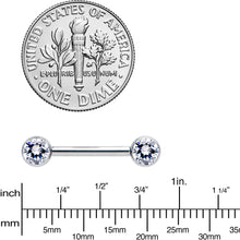 将图片加载到图库查看器，14G 1/2 Clear CZ Gem G23 Titanium Threadless Nipple Ring Set
