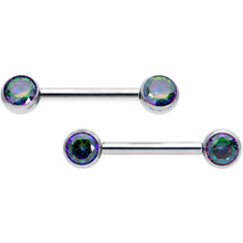 将图片加载到图库查看器，14G 1/2 Vitrail CZ Gem G23 Titanium Threadless Nipple Ring Set
