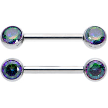 将图片加载到图库查看器，14G 1/2 Vitrail CZ Gem G23 Titanium Threadless Nipple Ring Set
