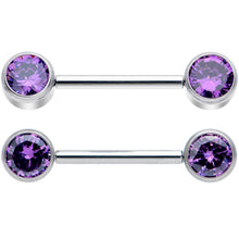 将图片加载到图库查看器，14G 9/16 Purple CZ Gem G23 Titanium Threadless Nipple Ring Set
