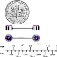 将图片加载到图库查看器，14G 9/16 Purple CZ Gem G23 Titanium Threadless Nipple Ring Set
