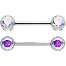 将图片加载到图库查看器，14G 9/16 Aurora CZ Gem G23 Titanium Threadless Nipple Ring Set

