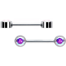 将图片加载到图库查看器，14G 9/16 Aurora CZ Gem G23 Titanium Threadless Nipple Ring Set
