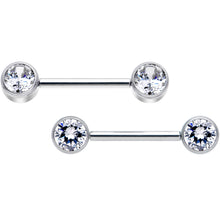 将图片加载到图库查看器，14G 9/16 Clear CZ Gem G23 Titanium Threadless Nipple Ring Set
