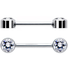 将图片加载到图库查看器，14G 9/16 Clear CZ Gem G23 Titanium Threadless Nipple Ring Set
