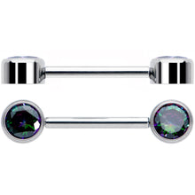 Load image into Gallery viewer, 14G 9/16 Vitrail CZ Gem G23 Titanium Threadless Nipple Ring Set
