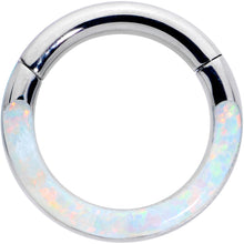 Load image into Gallery viewer, 16G 1/4 White Synthetic Opal Implant Grade Titanium Segment Ring
