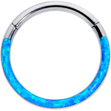 将图片加载到图库查看器，16G 3/8 Blue Synthetic Opal Implant Grade Titanium Segment Ring
