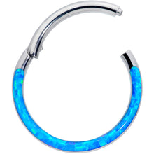 将图片加载到图库查看器，16G 3/8 Blue Synthetic Opal Implant Grade Titanium Segment Ring

