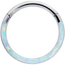 Load image into Gallery viewer, 16G 3/8 White Synthetic Opal Implant Grade Titanium Segment Ring
