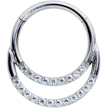 Load image into Gallery viewer, 16G 3/8 Clear CZ Gem G23 Titanium Double Row Cartilage Clicker
