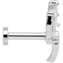 将图片加载到图库查看器，16G 1/4 Clear CZ Gem Leaves Internally Threaded Labret Tragus
