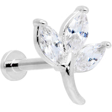 将图片加载到图库查看器，16G 5/16 Clear CZ Gem Leaves Internally Threaded Labret Tragus
