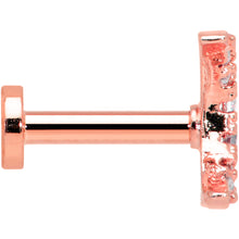 将图片加载到图库查看器，16G 1/4 Clear CZ Gem Rose Gold Tone Moon Internal Thread Labret
