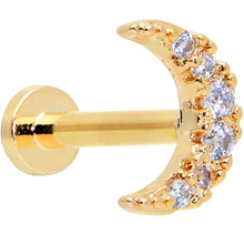 Load image into Gallery viewer, 16G 5/16 Clear CZ Gem Gold Tone Moon Internal Thread Labret
