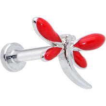Load image into Gallery viewer, 16G 1/4 Dragonfly Red Wings Internally Threaded Labret Tragus
