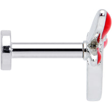 Load image into Gallery viewer, 16G 1/4 Dragonfly Red Wings Internally Threaded Labret Tragus
