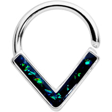Load image into Gallery viewer, 16G 5/16 Green Faux Opal Chevron Cartilage Closure Ring

