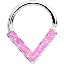 Load image into Gallery viewer, 16G 5/16 Pink Faux Opal Chevron Cartilage Closure Ring
