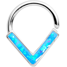 Load image into Gallery viewer, 16G 5/16 Blue Faux Opal Chevron Cartilage Closure Ring
