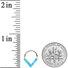 Load image into Gallery viewer, 16G 5/16 Blue Faux Opal Chevron Cartilage Closure Ring

