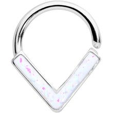 将图片加载到图库查看器，16G 5/16 White Faux Opal Chevron Cartilage Closure Ring
