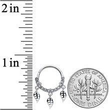 将图片加载到图库查看器，16G 3/8 Clear Gem Open Leaf Dangle Hinged Segment Ring
