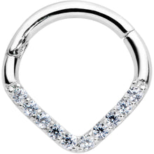 将图片加载到图库查看器，16G 5/16 14k White Gold Clear CZ Gem Chevron Hinged Segment Ring
