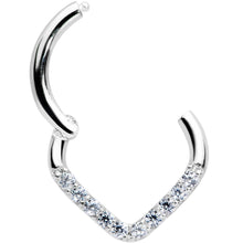 将图片加载到图库查看器，16G 5/16 14k White Gold Clear CZ Gem Chevron Hinged Segment Ring
