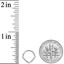 将图片加载到图库查看器，16G 5/16 14k White Gold Clear CZ Gem Chevron Hinged Segment Ring
