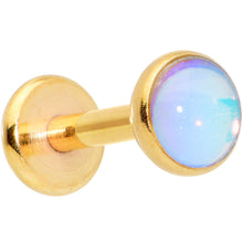 Load image into Gallery viewer, 16G 1/4 White Faux Opal Gold Tone Internal Thread Labret Tragus
