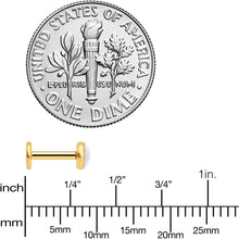 Load image into Gallery viewer, 16G 1/4 White Faux Opal Gold Tone Internal Thread Labret Tragus
