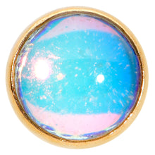 Load image into Gallery viewer, 16G 5/16 White Faux Opal Gold Tone Internal Thread Labret Tragus
